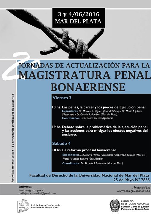 Jornadas de actualización para la magistratura penal bonaerense. Junio 2016