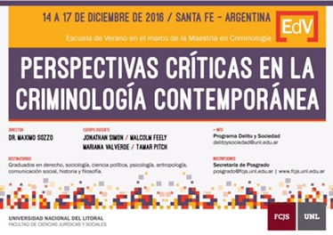 Escuela de verano UNL. Perspectivas críticas en la criminología contemporánea. Diciembre 2016