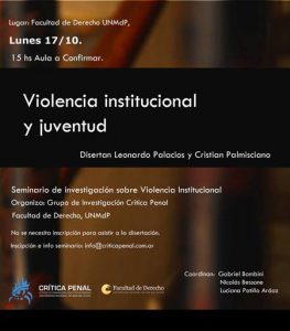 flyer violencia institucional y juventud