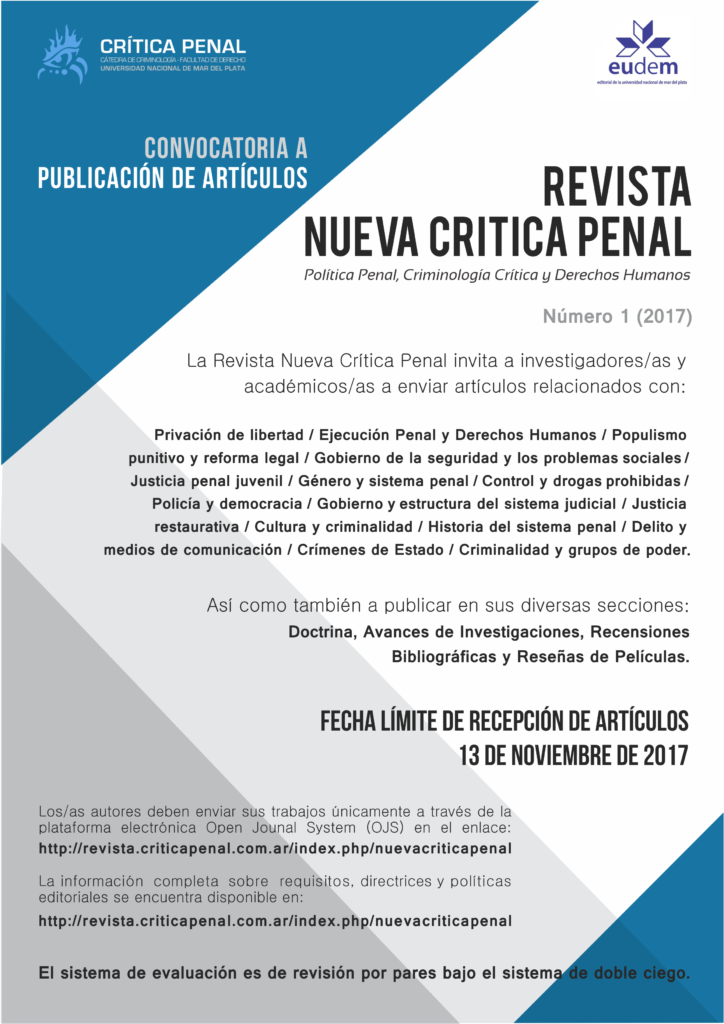 Convocatoria Artículos Revista Nueva Crítica Penal