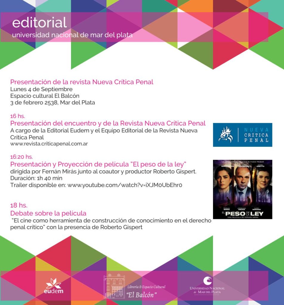 Presentación Revista Digital Nueva Crítica Penal y CINE/DEBATE "El peso de la ley"